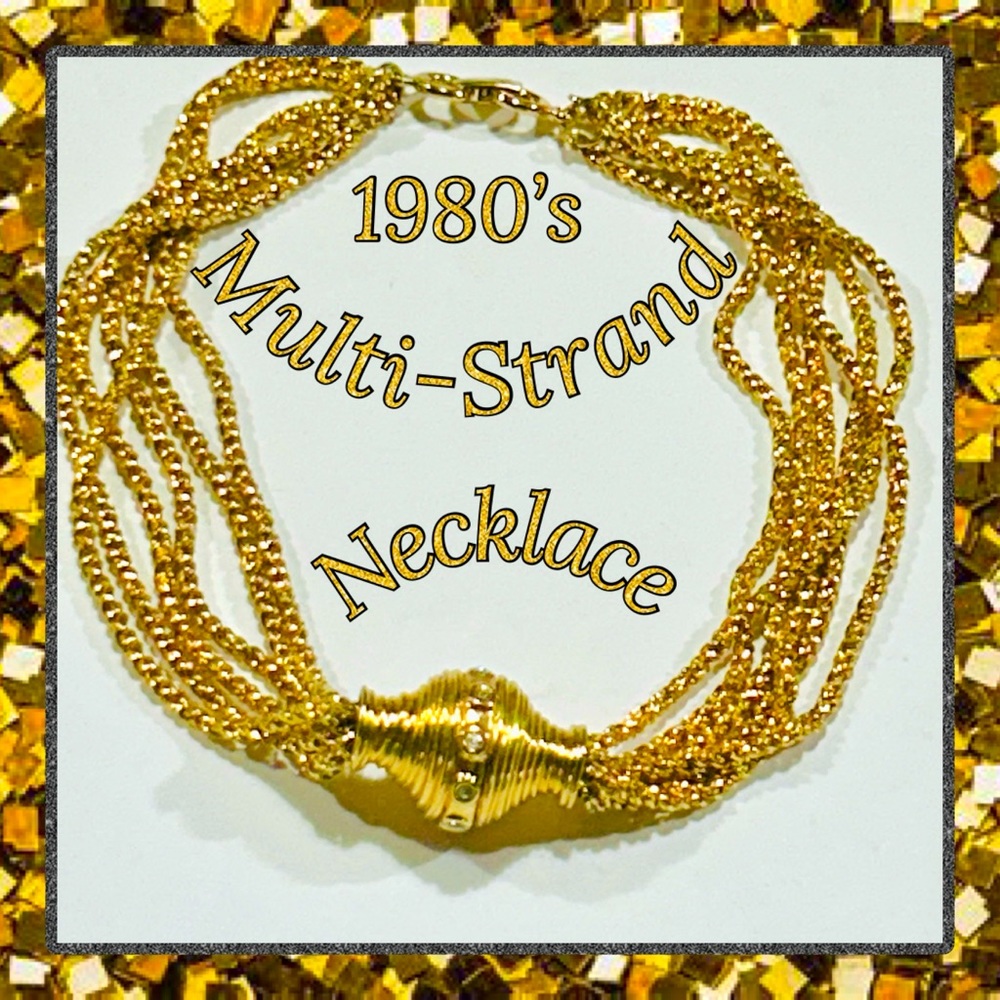 Vintage 1980’s Multi-Sttrand Gold Tone Necklace ~ Stunning!